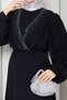 Women's Stone Detailed Belted Hijab Chiffon Evening Dress - 7