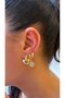 Women's gold color 3-piece stone heart flower model dangle earrings - 3