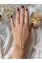 Women's Şahmeran Hand Chain with Pearl and Butterfly Detail Elegant Bracelet Ring Jewelry Accessory
