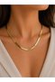 Women's Gold Color Wide Herringbone 316L Stainless Steel Chain Necklace 8 mm