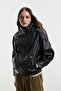 Oversize suni deri bomber ceket