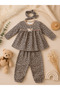 Leopard Flower Detailed 3-Piece Baby Girl Set