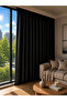 Dark Blackout Black Blackout Background Curtain Sunlight-Proof Non-Pleated Single Panel Tulle Curtain Rustic - 2