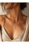 Steel Sun Figured White Stone Detailed Gold Color Minimal Women's Necklace Daily and Special Occasion Jewelry - 2