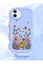 iPhone 11 Compatible Case Camera Protector Blue Silicone Couple Phone Case Floral Pattern - 2