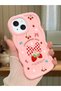 حافظة هاتف آيفون 14 متوافقة مع الكاميرا، حافظة هاتف من السيليكون الوردي بنمط الفراولة