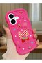 iPhone 16 Plus Compatible Case with Camera Protection Red Silicone Couple Phone Case Strawberry Pattern