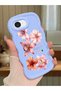 iPhone 16E Compatible Case Camera Protector Blue Silicone Couple Phone Case Floral Pattern
