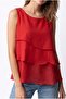 2196 Women's Lined Layered Detailed Sleeveless Blouse Red - 2