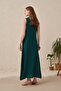 Green-Sleeveless A-Line 100% Linen Dress - 3