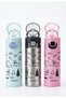 Patterned Children's Water Bottle - 450 Ml. 316L Stainless Steel - 4 Hours Hot, 6 Hours Cold with Thermos - with and Without Straw for Direct Drinking - Shotay St-9513 - Prindog - 2