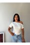 Women's White One-Shoulder Boat Neck Side Gathered Oysho Blouse Frv0215 - 3