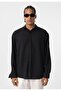 Basic oversize long sleeve linen look shirt