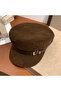 Women's Suede Marine Hat Leather Belt Gold Buckle Retro Brush Hat 3 Colors - 2