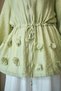 Women's Shirt Collar Sequin Detail Waist Tie Zippered Modal Jacket Pistachio Green - 4