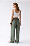 2202 Women's Strawberry Draped Elastic Wide Leg Loose Trousers Khaki - 5