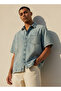 Regular Fit Collared Panelled Denim Shirt