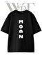 Moan Rocket Design Printed Unisex Black Oversize T-Shirt