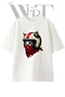 Cat Biker Design Printed Unisex White Oversize T-Shirt