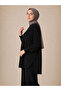 Women's Modal Fabric Ribbed Stitching and Slit Detailed Top and Bottom Set - Black - 3