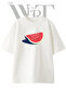 Watermelon Slice Design Printed Unisex White Oversize T-Shirt