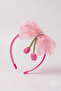 Fuchsia Tulip Figured Butterfly Tulle and Stone Girls' Crown - 2