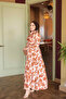 Tan Half Buttoned Sleeves Elastic Skirt Layered Dress - 2