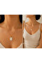 316L Steel Gold Letter E Rectangular Stone-Looking Necklace - 3