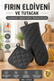 Anthracite Oven Mitt and Holder Set Heat Resistant Quilted Kitchen Glove Oven Holder Gray