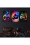 Neon Gaming Controller Headset 3 Piece Gallery Wrapped Canvas Wall Art | 3x 30x40cm 12x16 inch | RGB Gamer Triptych Wall Decor - 7
