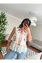 Women's Baby Collar Tie-Up Embroidered Lace Lined Linen Very Stylish Vest - 3