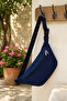 Plain Navy Blue Black Zipper Waist Bag Suitable for Crossbody Use