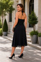 Timeless Elegance - Halter Neck Midi Viscose Dress with Lace and Ring Detail - 2