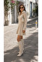 Women's Long Sleeve Zipper Collar Fur Detailed Two Thread Viscose Dress - 2