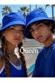 Unisex Solid Color Cobalt Blue Bucket Hat with Lettering Fisherman Hat Summer Sun Protection
