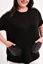 Women's Viscose Blouse with Leather Detail on Shoulders and Pockets - 4