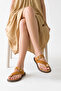 İvana Women's Flip-Flops with Genuine Leather Accessories - Tan Suede - 6