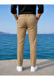 Men's Camel Color Slimfit Cut Lycra Casual Fabric Trousers - 3