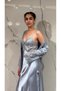 6 Piece Gray Women's Lace Satin Nightgown Dressing Gown Set |   Pajama Shorts Set 6-Piece Dowry Set Bridal Set - 4