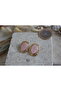 Vintage Embossed Oval Earrings / Pink - 3