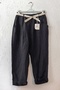 Italian Black Pocketed Belted Elastic Waist Shalwar Leg Casual 100% Linen Woven Trousers 85 60 - 2