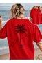 Women's Oversize T-Shirt Palmi̇ya Printed 100% Cotton T-Shirt Comfortable Fit