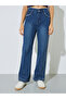 Blue Wide Leg Jeans with Frayed Raw-Edge - 2