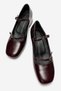 Ferfina Women's Genuine Leather Shoes Burgundy Thick Short Heeled Mary Jane - 4