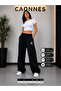 2-Piece Women's Ny Printed Sweatpants (Black-Grey) Oversize Baggy Loose Legs - 3