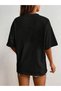 Women's Black Cute Pandas Printed Oversize T-Shirt - 2