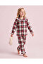 Girls Red Checked Flannel Pyjama Set - 2