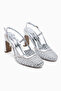 Doa Silver Mesh Detailed Women's Heeled Shoes - 3