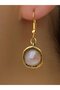 Natural Stone Pink Quartz Natural Stone Round Women's Earrings Euku23Pk