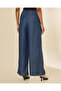 Women Blue Tencel Wide Leg Pants - 3